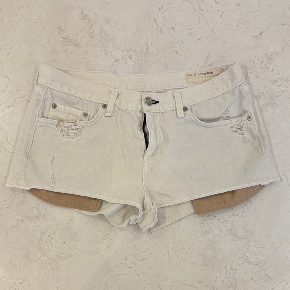 Rag & Bone White Distressed Denim Cutoff Shorts 29